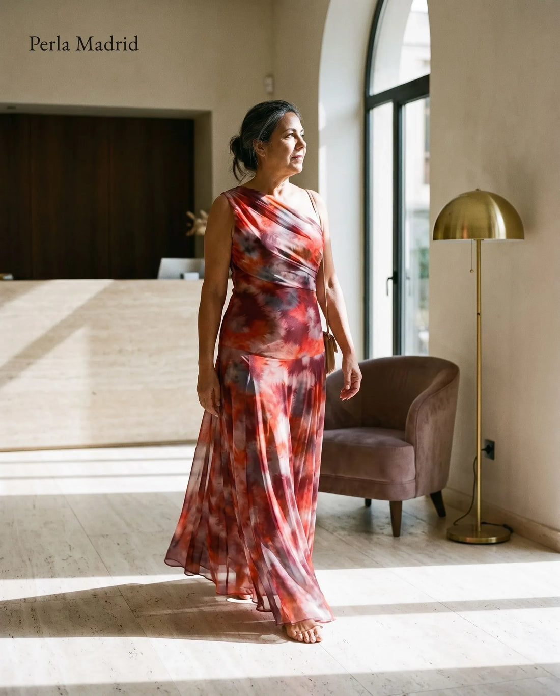 Edith | Lang flydende satinkjole