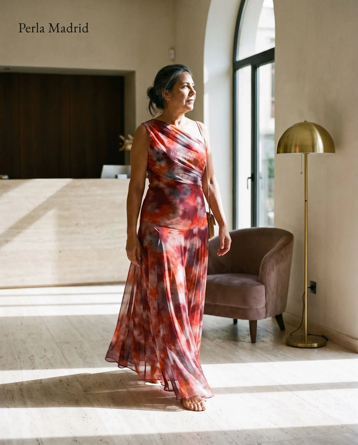 Edith | Lang flydende satinkjole