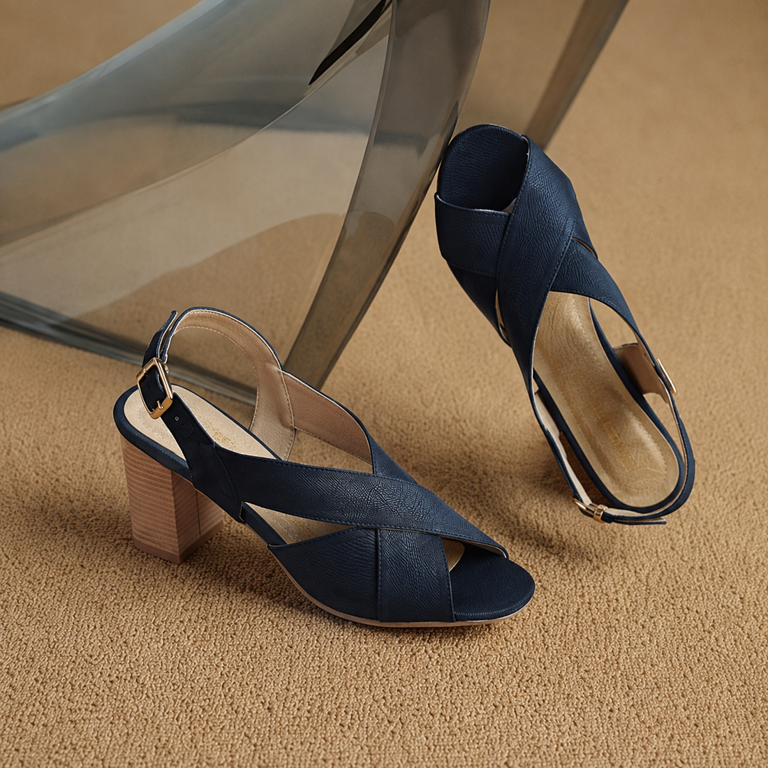 Delphine | Elegante Sandaler med Firkantet Hæl