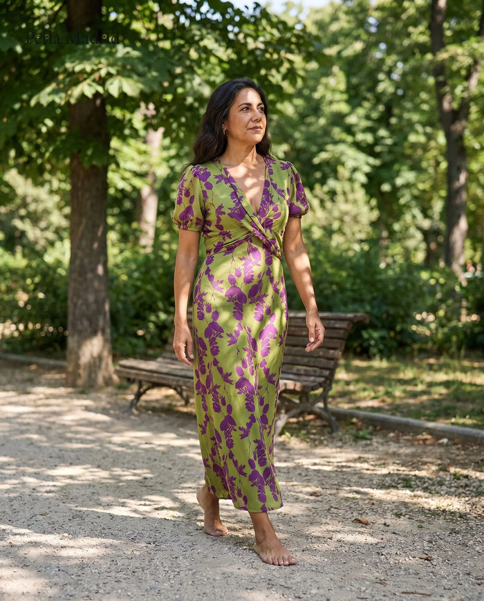 Gitte | Lang kjole med botanisk print