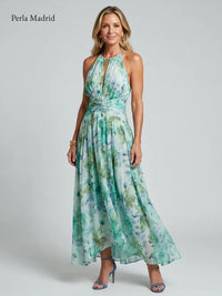 Susanne | Plisseret midikjole med blomsterprint