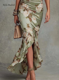 Randi | Lang Asymmetrisk Satin Kjole