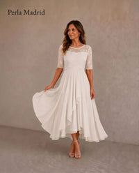 Ingrid | Kjole i blonde og chiffon